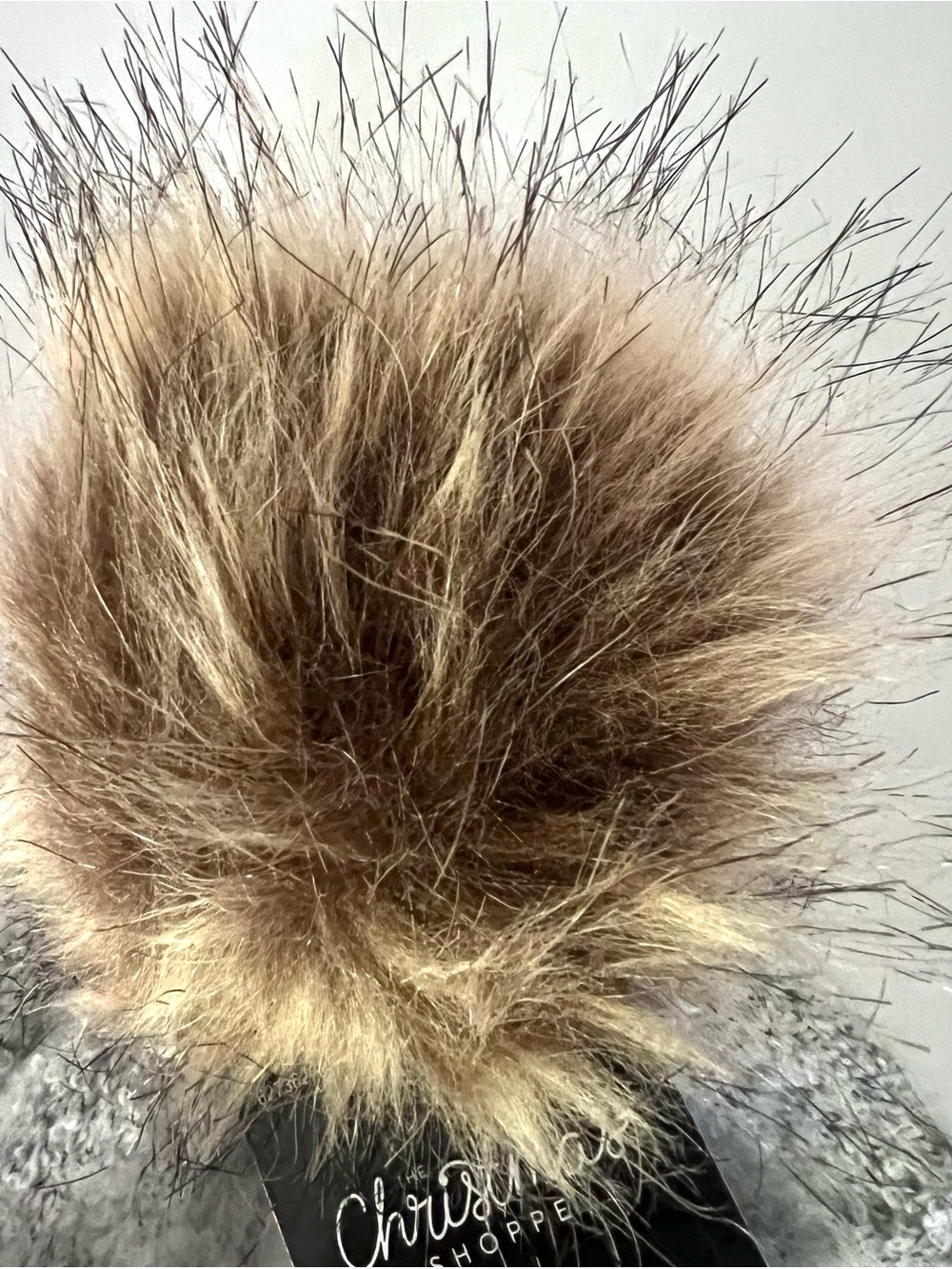 D&Y Light Gray Knit Beanie with Faux Fur Pom - Picture 2 of 7
